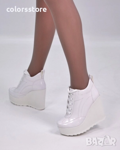Кецове на платформа - бял лак - NO4 , снимка 2 - Кецове - 51554013