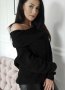 Разпродажба  Нов черен пуловер с паднало рамо, снимка 1 - Блузи с дълъг ръкав и пуловери - 38131011