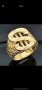 Уникален масивен пръстен от медицинска стомана с 14 к златно покритие, снимка 1 - Пръстени - 40222107
