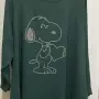 Макси oversize блуза туника със Снупи, тъмнозелена, снимка 2