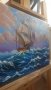 Морска картина,маслени бои върху платно с дървена подрамка , снимка 4
