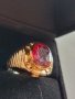 Златен пръстен 14к с гема(камея)изработена на натурален рубин., снимка 2