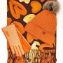 Оригинален подарък за рожден ден на жена – комплект шапка, шал и ръкавици в оранжево Код на продукта, снимка 1