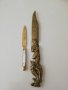 Античен китайски месингов нож за писма-рядък и уникален, снимка 2