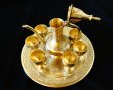 Старинен бронзов сервиз за ракия,клетъчен емайл., снимка 10