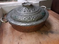 Невероятна стара медна тава тенджера с капак чеканка бакър, снимка 2