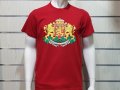 Нова мъжка червена тениска с релефен трансферен печат Герб на България, снимка 8