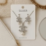 Луксозен сребрист комплект бижута с перли - колие и обеци/ устойчив метал chanel, снимка 4