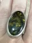 Стар, сребърен пръстен със зелен балтийски кехлибар., снимка 3