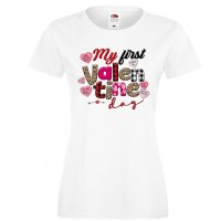 Дамска тениска My 1st Valentine Day 1, снимка 4 - Тениски - 35552240