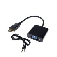 Кабел с конвертор, преобразувател вход HDMI(м) изход VGA(ж) 0,3m, снимка 1 - Кабели и адаптери - 42530552