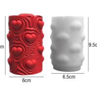 3D Висок цилиндър на сърца силиконов молд форма калъп свещ декор смола гипс шоколад сапун, снимка 1 - Форми - 40527725