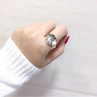 Сребърен пръстен листенце и перла за жени - 925, снимка 2 - Пръстени - 29287937