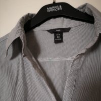 Нова сива H&M риза с бяло райе 38 S номер, снимка 4 - Ризи - 30140046