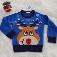 Коледен пуловер 1-2-3-4 години, снимка 2 - Бебешки блузки - 31711169