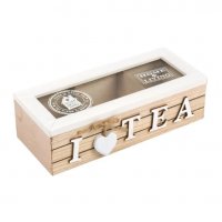 3-местна дървена кутия за чай , снимка 1 - Кутии за съхранение - 34206857