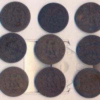 Франция лот от 9 броя от по 10 сантима 1854-1881 година, снимка 1 - Нумизматика и бонистика - 34215306