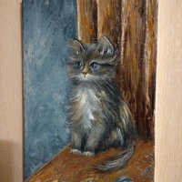 Картина "То, котето" 20/30 см., снимка 2 - Картини - 44213735