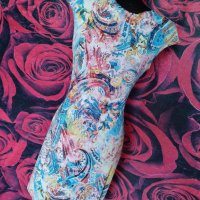 Многоцветна къса еластична рокля M , снимка 2 - Рокли - 37480706
