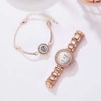 Дамски часовник с кристали + Подарък гривна., снимка 8 - Бижутерийни комплекти - 29480346