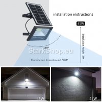  Соларен LED прожектор с панел – 150W, снимка 2 - Соларни лампи - 38417551