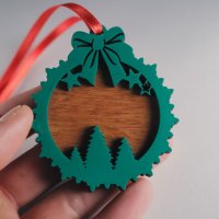 Двуслойна дървена украса за елха (различни модели), снимка 4 - Коледни подаръци - 38959136