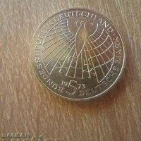 5 марки 1973 сребро Германия Коперник, снимка 1 - Нумизматика и бонистика - 44810456