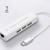 USB 2.0 + LAN HUB , USB C + LAN , Type-C HUB  / лаптоп / компютър , снимка 3 - Други - 39557543