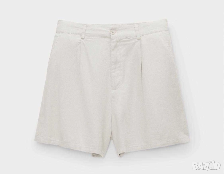 Дамски бермуди с басти Pull&Bear, 52% лен, 48% вискоза, Сиви, 46, снимка 1