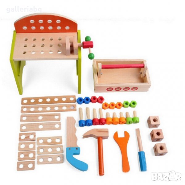 ДЪРВЕНА ИГРА КУФАР С ИНСТРУМЕНТИ, снимка 1