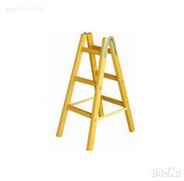 Дървена стълба двойна, подсилена с метални шпилки на всяко стъпало, снимка 1