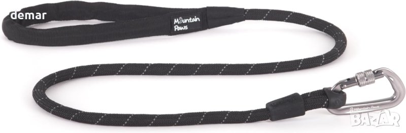 Светлоотразителен повод за кучета с подплатена неопренова дръжка, 1,2 метра, черен, снимка 1