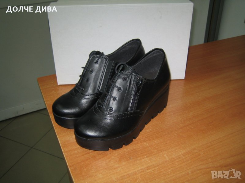 Дамски обувки м.125 естествена кожа черни, снимка 1