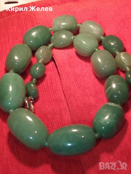 МАСИВНО СТИЛНО ФЕШЪН АРТ ХЕНД МЕЙД КОЛИЕ ОГЪРЛИЦА от ЮВЕЛИРНО ШЛИФОВАН ЗЕЛЕН АХАТ КАМЪНИ 34703, снимка 1