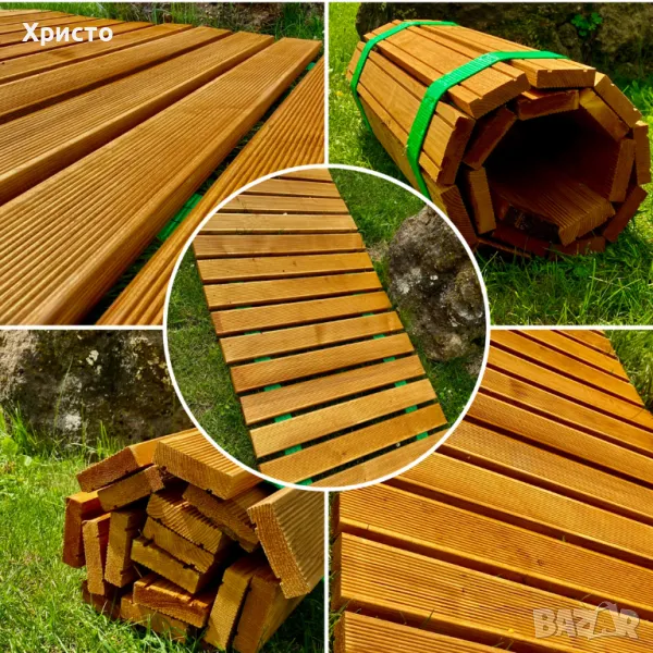 Дървена градинска пътека от импрегниран декинг, снимка 1