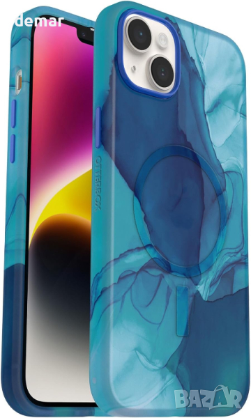 OtterBox Калъф за iPhone 14 Pro и Plus за MagSafe, удароустойчив, ултратънък, Morpho, син, снимка 1