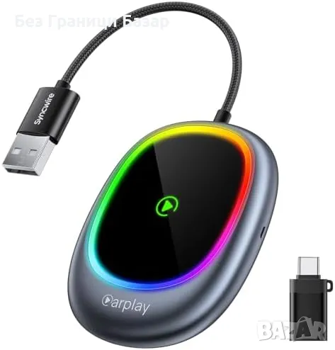 Нов Безжичен CarPlay адаптер за iPhone – Plug&Play, 800+ модела кола, снимка 1