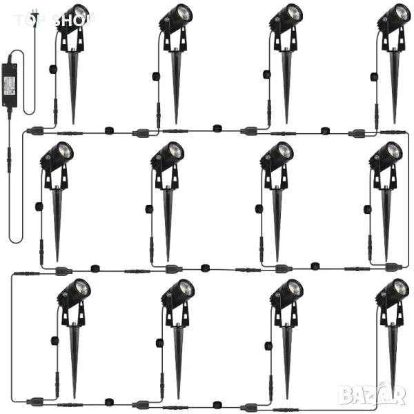 AIMHEIM Комплект от 12 градински прожектора спот LED топло бяло 3 W градинско осветление декорация, снимка 1