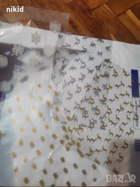 10 бр големи Коледни опаковъчни пликчета торбички снежинки елени за дребни сладки или др., снимка 1