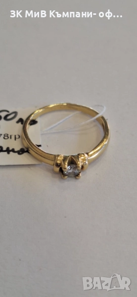 Златен Пръстен с диамант 1,78гр/14к.  03501-25  , снимка 1