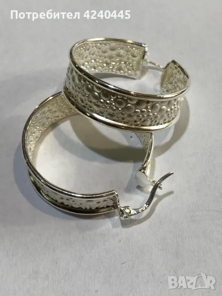 Сребърни обеци халки, снимка 1