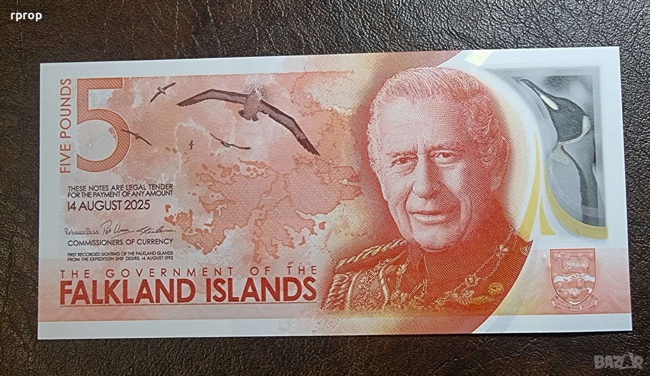 Фолкленски острови .  5 паунда. 2025 година. UNC., снимка 1