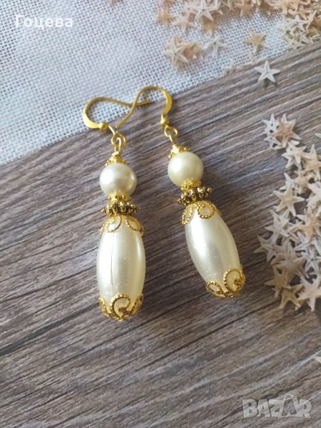 Красивите ни нови перлени обици с изящни орнаменти в цвят злато , снимка 1