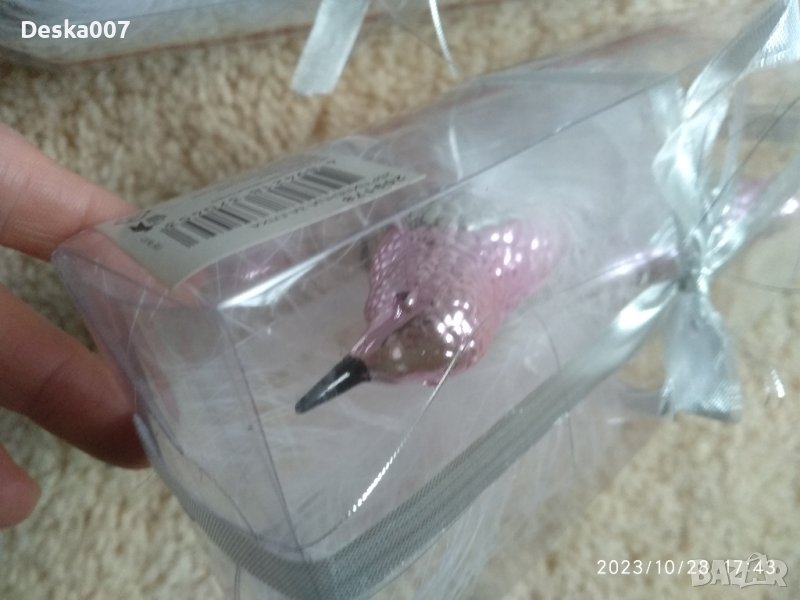 4 бр Коледни птички с пух , снимка 1