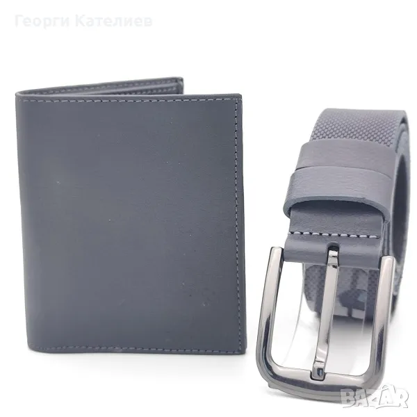 Колан и портмоне за мъж в сиво-Подаръчен комплект Код на продукта:M-0035, снимка 1
