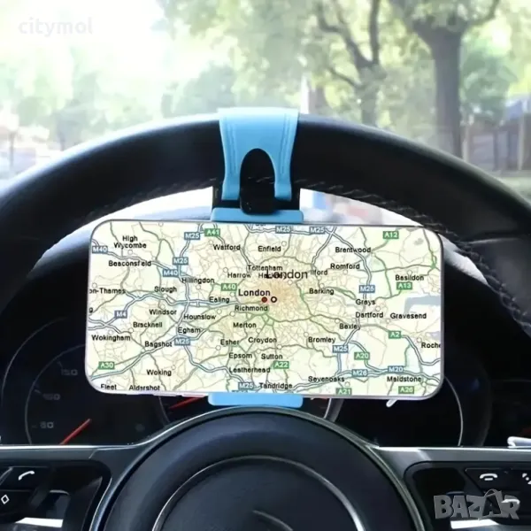 Стойка за телефон за волана на автомобил, снимка 1