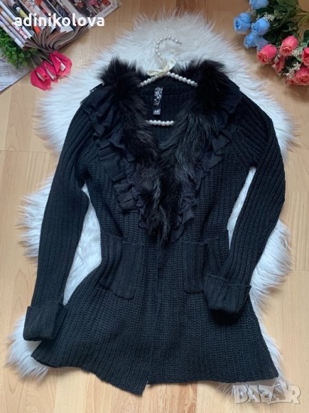 Жилетка с дантела и заешки косъм, снимка 1