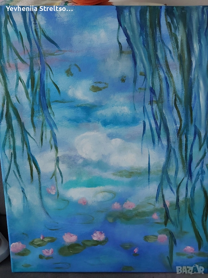 Картина маслом ВОДЯНЫЕ ЛИЛИИ КЛОДА МОНЕ. , снимка 1