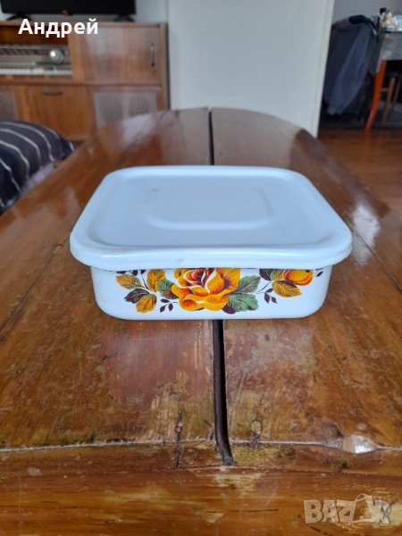Стара емайлирана кутия за храна #8, снимка 1