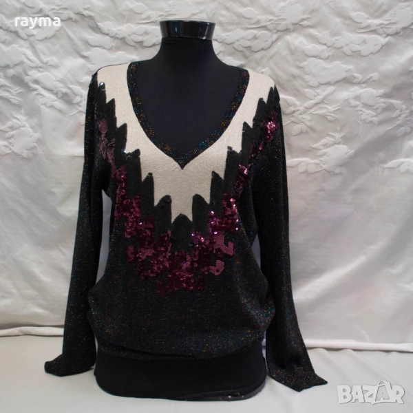 Desigual Maka дамски пуловер с ламе и пайети, снимка 1